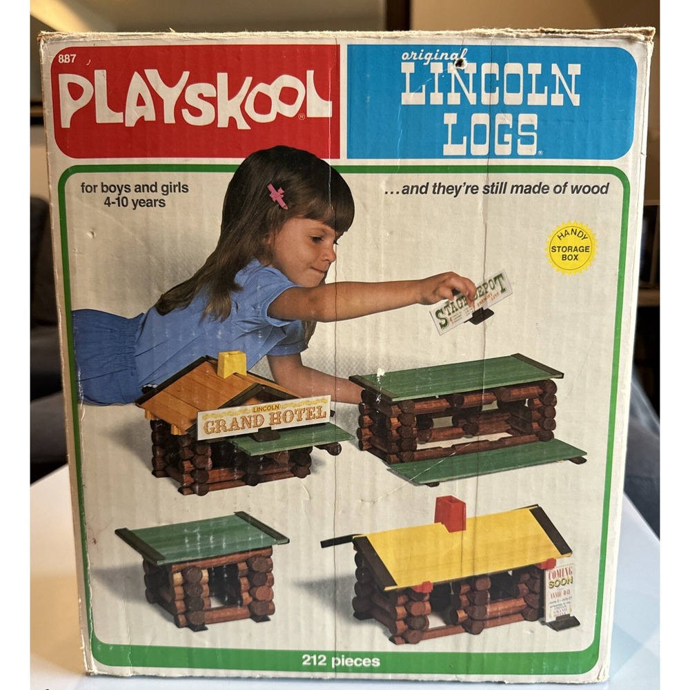 Playskool #887 Lincoln Logs Grand Hotel Stagecoach Set 185 Pieces Vintage 1978